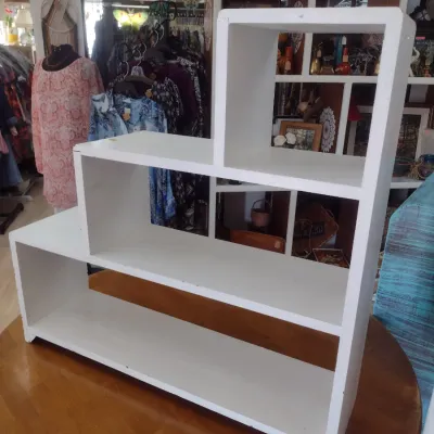 Sale Photo Thumbnail #186: Solid Wood Open Compartment Stairstep Display Shelf Tabletop Design (#25)