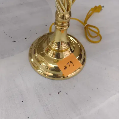 Sale Photo Thumbnail #584: Pair of Brass Finish Spiral Post Table Lamps (#79)