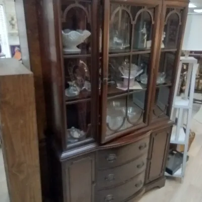 Sale Photo Thumbnail #277: Vintage Mahogany Bowfront China Hutch (#37)