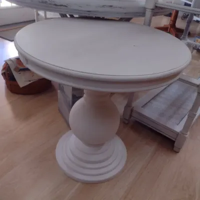 Sale Photo Thumbnail #167: Solid Painted Wood Round Low Profile Pedestal Table (#22)