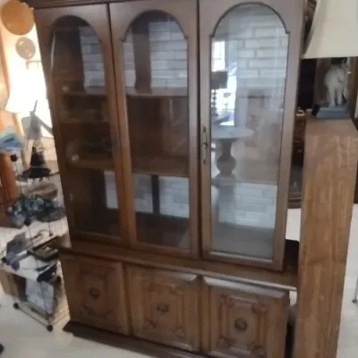 Sale Photo Thumbnail #262: Triple Archtop Glass Front China Hutch (#35)