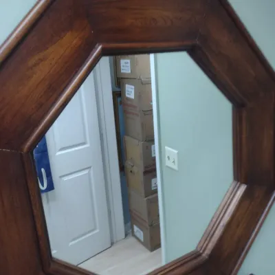 Sale Photo Thumbnail #678: Wood Framed Octagonal Wall Mirror (#97)