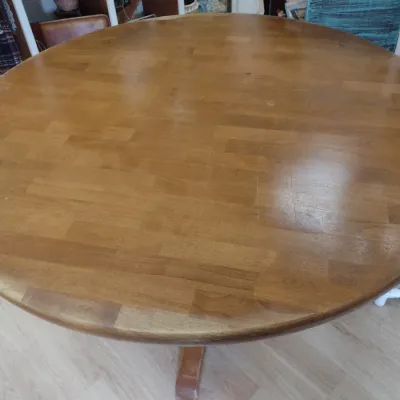 Sale Photo Thumbnail #194: Round Solid Wood Pedestal Table (#26)