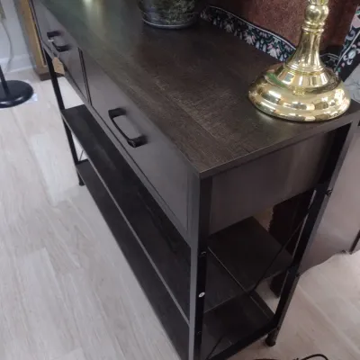Sale Photo Thumbnail #383: Contemporary Console with Double Drawer and Storage and Dual Shelving (#51)