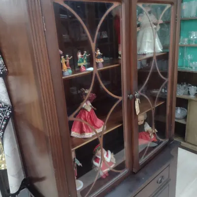 Sale Photo Thumbnail #434: Vintage Mahogany Break Front Double Glass Door China Hutch (#58)