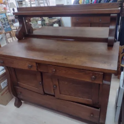 Sale Photo Thumbnail #143: Antique Tiger Oak Sideboard (#19)