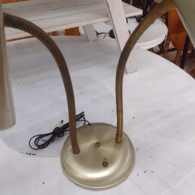 Sale Photo Thumbnail #599: Vintage Metal Shade Double Adjustable Light Desk Lamp (#82)