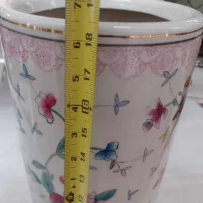 Sale Photo Thumbnail #659: Ceramic Floral Pattern Umbrella Stand Floor Vase (#93)