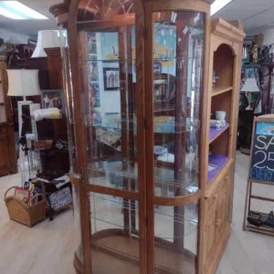 Sale Photo Thumbnail #149: Large Archtop Mahogany Curio Cabinet (#20)