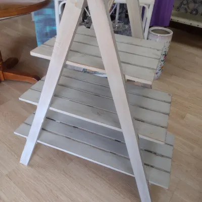 Sale Photo Thumbnail #179: White-Washed A-Frame Ladder Shelf (#24)