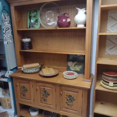 Vintage Two-Piece Farmhouse China Hutch Buffet (#2)