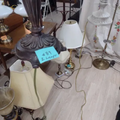 Sale Photo Thumbnail #641: Pair of Buffet Lamps with Shades (#89)