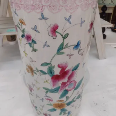 Sale Photo Thumbnail #657: Ceramic Floral Pattern Umbrella Stand Floor Vase (#93)