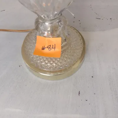 Sale Photo Thumbnail #611: Clear Glass Crystal Urn Design Table Lamp with Shade (#84)