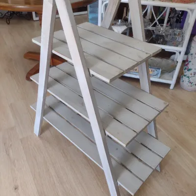 Sale Photo Thumbnail #180: White-Washed A-Frame Ladder Shelf (#24)