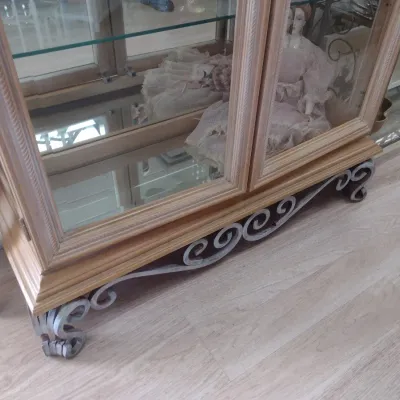 Sale Photo Thumbnail #215: Large Glass Curio Cabinet with Wrought Metal Scroll Accents (#29)