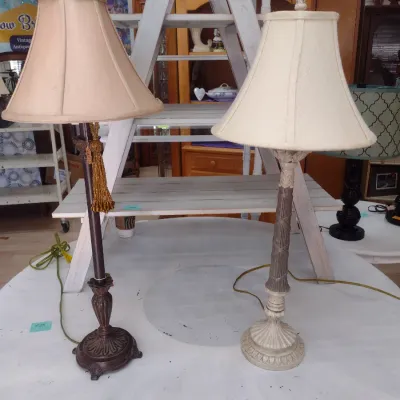 Sale Photo Thumbnail #636: Pair of Buffet Lamps with Shades (#89)
