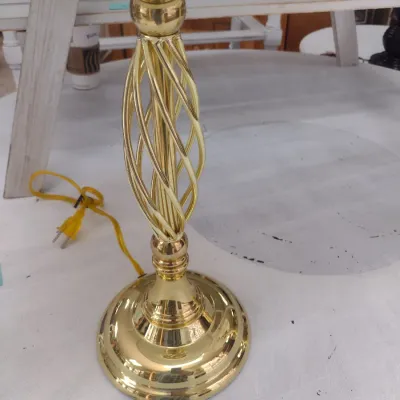 Sale Photo Thumbnail #582: Pair of Brass Finish Spiral Post Table Lamps (#79)