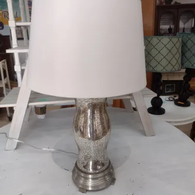 Sale Photo Thumbnail #651: Crackle Glass Finish Base Table Lamp with Shade (#92)