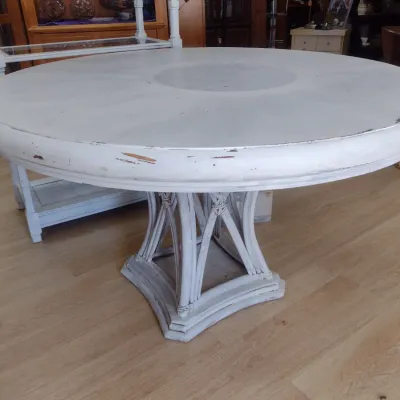Sale Photo Thumbnail #173: Solid Wood Top Table with Rattan Base (#23)