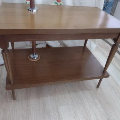 Sale Photo Thumbnail #481: Wood Finish Display Table with Attached Dress Form or Clothes Mannequin  (#64)