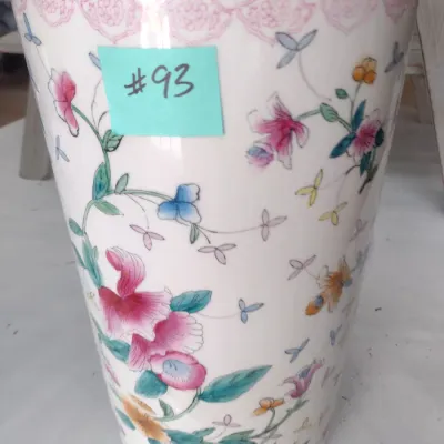 Sale Photo Thumbnail #660: Ceramic Floral Pattern Umbrella Stand Floor Vase (#93)