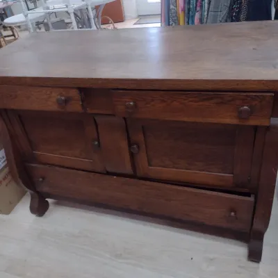 Sale Photo Thumbnail #138: Antique Tiger Oak Sideboard (#19)