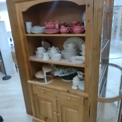Sale Photo Thumbnail #247: Natural Finish Knotty Pine Display Hutch Choice B (#34)