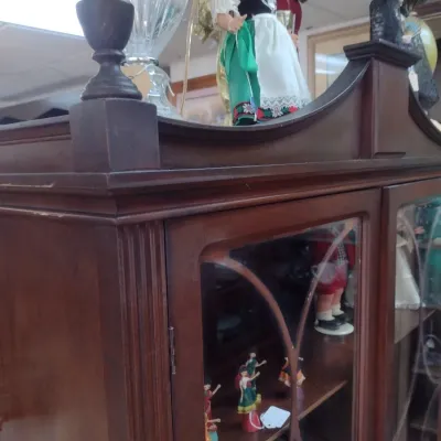 Sale Photo Thumbnail #436: Vintage Mahogany Break Front Double Glass Door China Hutch (#58)