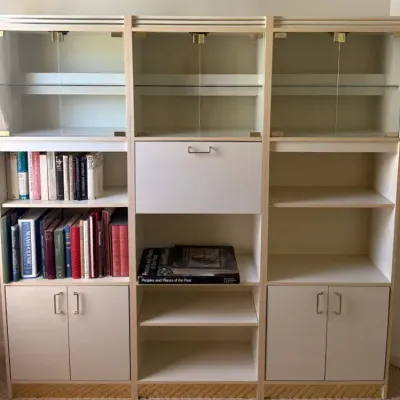 Large Modular Display Bookshelf & Storage Cabinet – Glass Doors & Drop-Down Desk