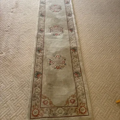 Vintage Hand-Tufted Wool Chinese Peking Area Rug Runner (128" x 31")