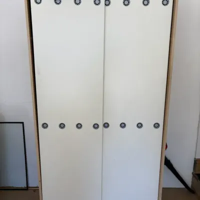 Modern Light Wood & White Sliding Door Wardrobe Closet
