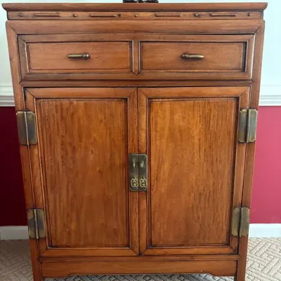 Vintage Asian Style 2-Door 2-Drawer Wooden Accent Cabinet