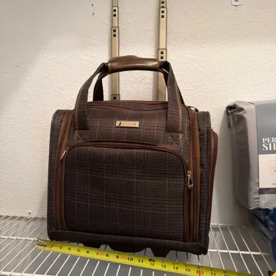 London Fog Brown Plaid Rolling Bag, 15x16