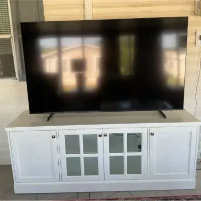 Large White Entertainment Stand/Storage Area - TV Not included