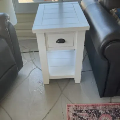 White Wooden End Table