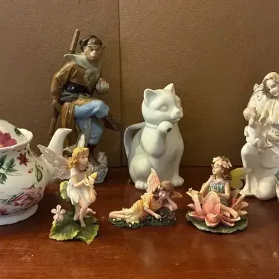 Fairy & Wizard Of Oz Figurines W/ Unique Tea Pots