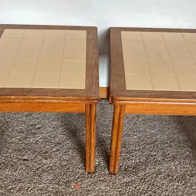 Set Of Tiled End Tables 