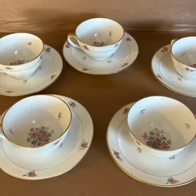 Six Chastagner French China Tea Cups & Saucers 