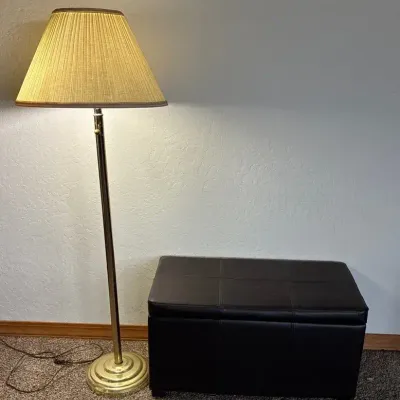 Lamp & Leather Bench W/ Contents