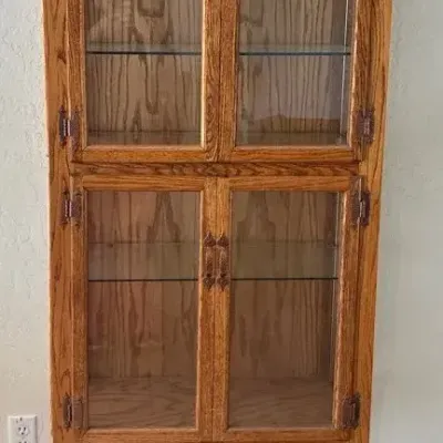 Oak Lighted Glass Display Case