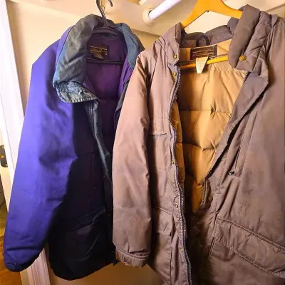 Vintage Eddie Bauer Goose Down Parkas, Made in USA: Size M,XL