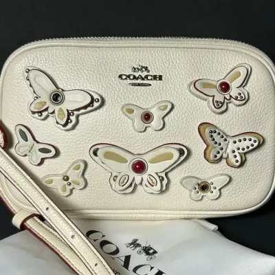 Coach White Leather Butterfly Appliqué Crossbody Bag