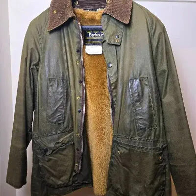 VTG Barbour Bedale A100 Waxed Jacket with Pile Liner, Made in England: C40/Men’s M
