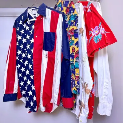 Vintage Graphic Button-Up Shirts: Tommy Hilfiger, Paradise Found & More (S-M)