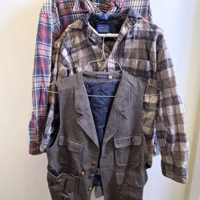 VTG Pendleton & Abercrombie Flannels + J Peterman Wool Vest (Size S-L) 