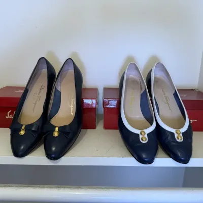 Vintage Salvatore Ferragamo Made in Italy Leather Pumps (2): Size 9