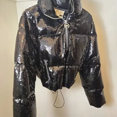 Michael Kors Black Sequin Puffer Jacket - Size XXS