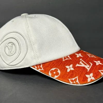 Authenticated Louis Vuitton White/Red Monogram Brim Baseball Cap/Hat