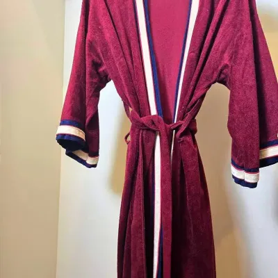 VTG Christian Dior Monsieur Burgundy Velour Robe - One Size